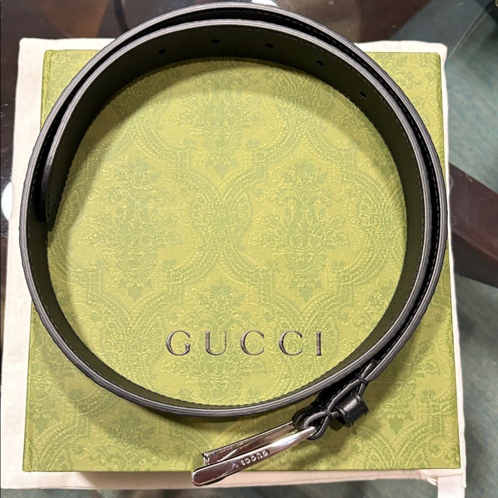 Gucci Women's Slim Belt 474313 UCGAN 1000 Leather Black 80 32 - Picture 5 of 9